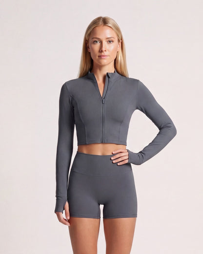VARCEA Graphite Gray Seamless Zipper Jacket