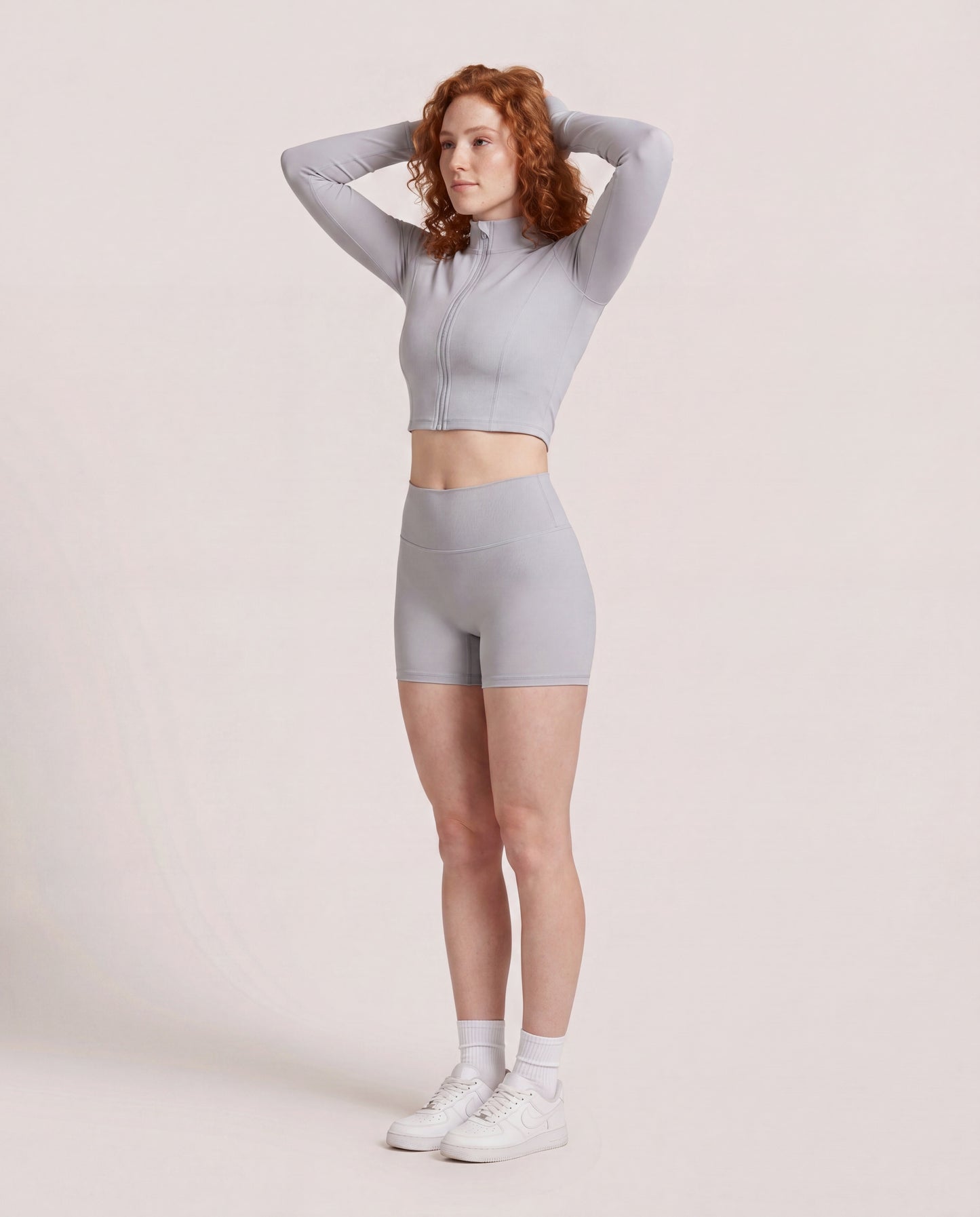 VARCEA Light Gray Seamless Zipper Jacket