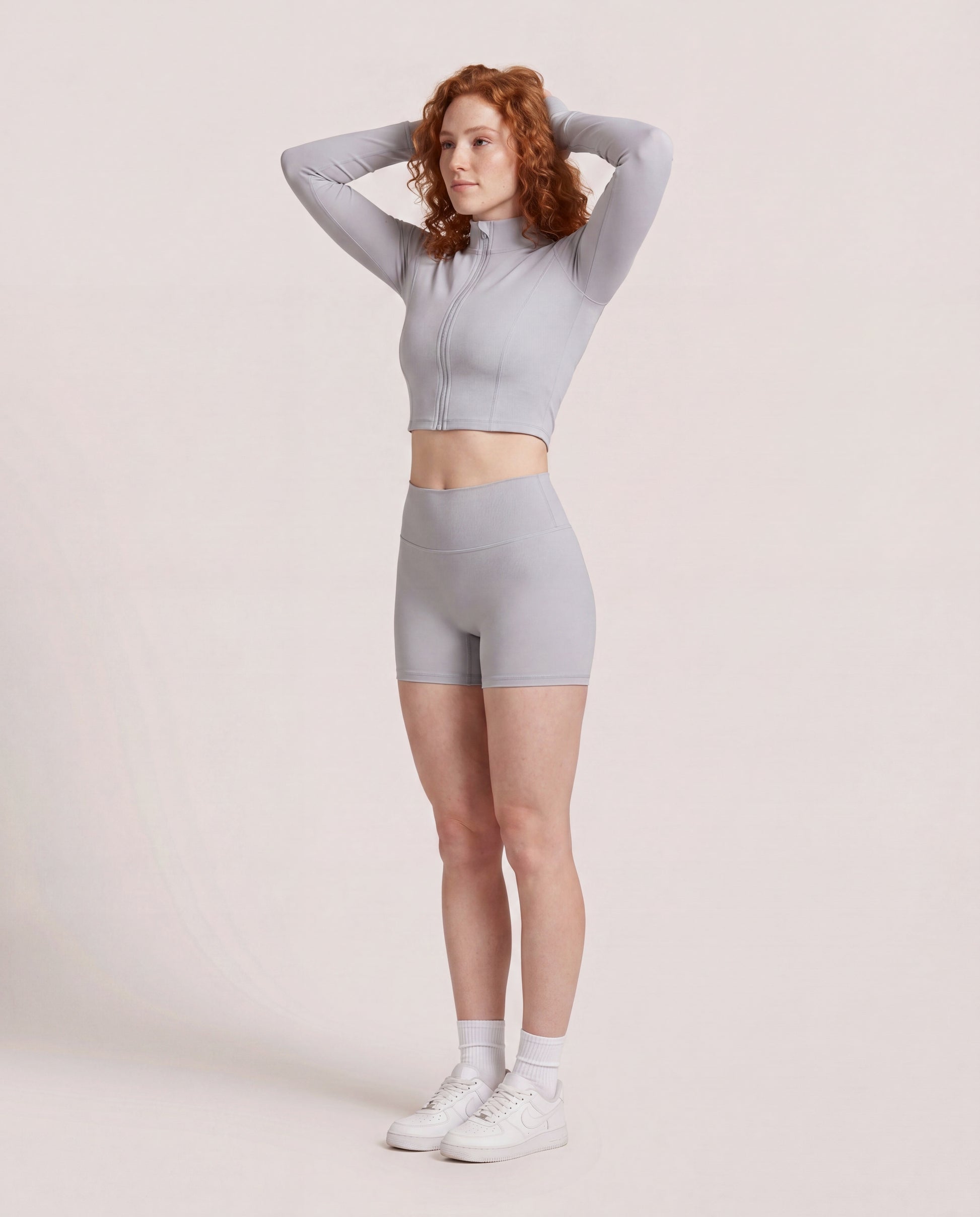 VARCEA Light Gray Seamless Zipper Jacket