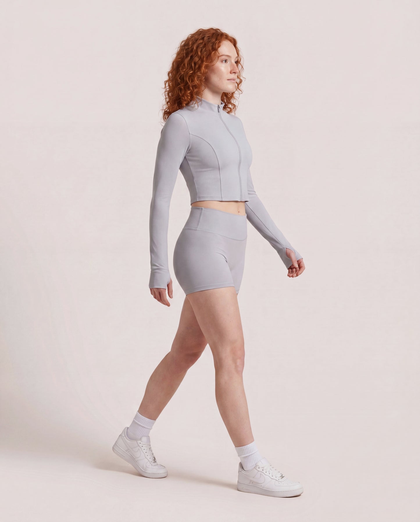 VARCEA Light Gray Seamless Zipper Jacket