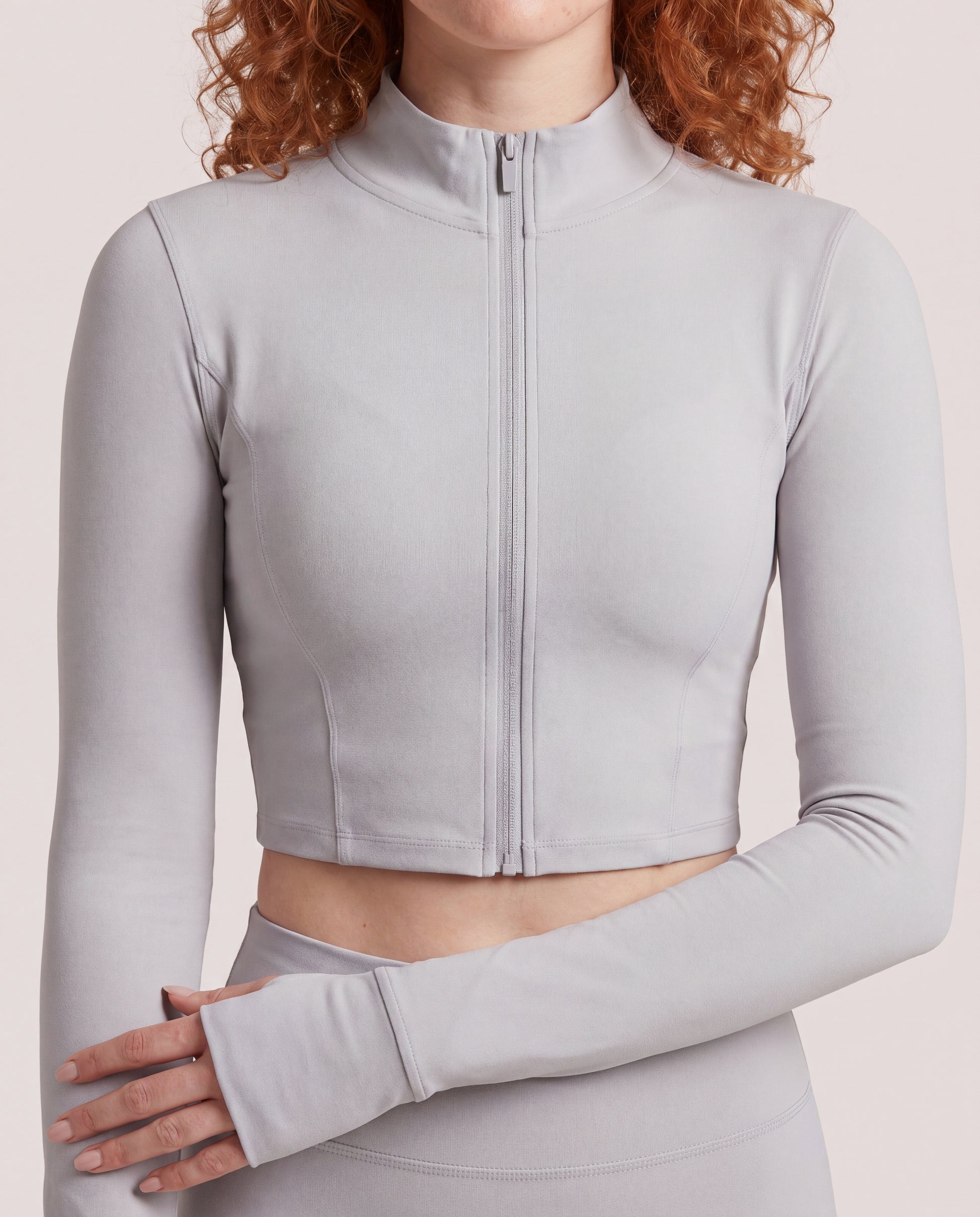VARCEA Light Gray Seamless Zipper Jacket
