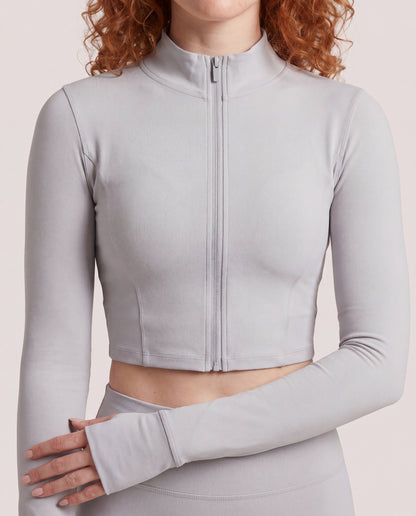 VARCEA Light Gray Seamless Zipper Jacket