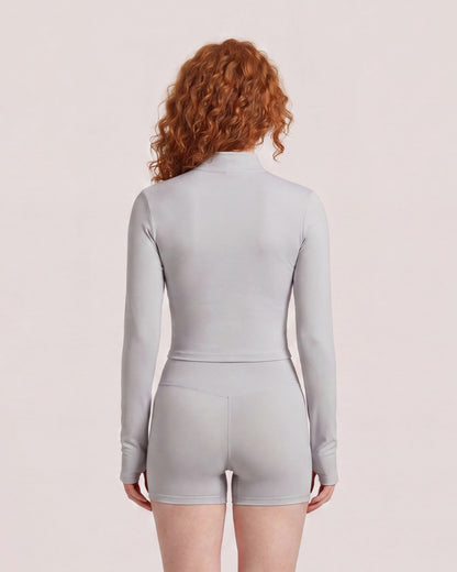 VARCEA Light Gray Seamless Zipper Jacket