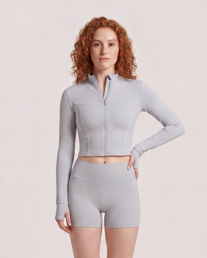 VARCEA Light Gray Seamless Zipper Jacket