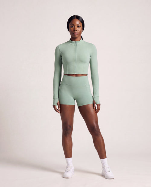 VARCEA Light Green Seamless Zipper Jacket