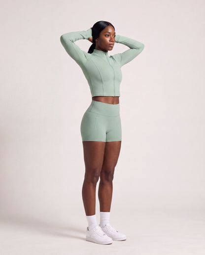 VARCEA Light Green Seamless Zipper Jacket