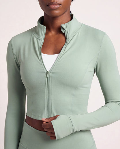 VARCEA Light Green Seamless Zipper Jacket