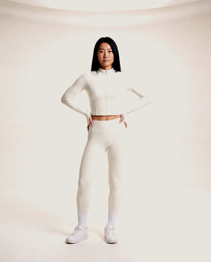 VARCEA Light Ivory Seamless Zipper Jacket