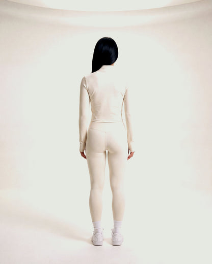 VARCEA Light Ivory Seamless Zipper Jacket