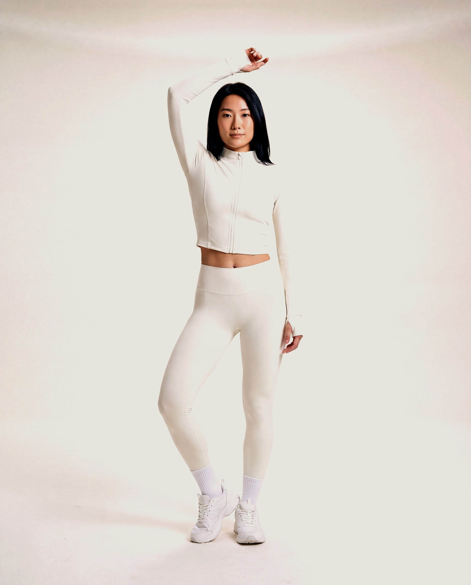 VARCEA Light Ivory Seamless Zipper Jacket