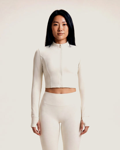 VARCEA Light Ivory Seamless Zipper Jacket