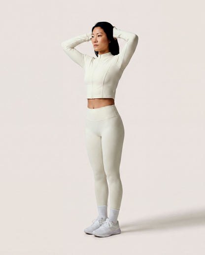 VARCEA Light Ivory Seamless Zipper Jacket