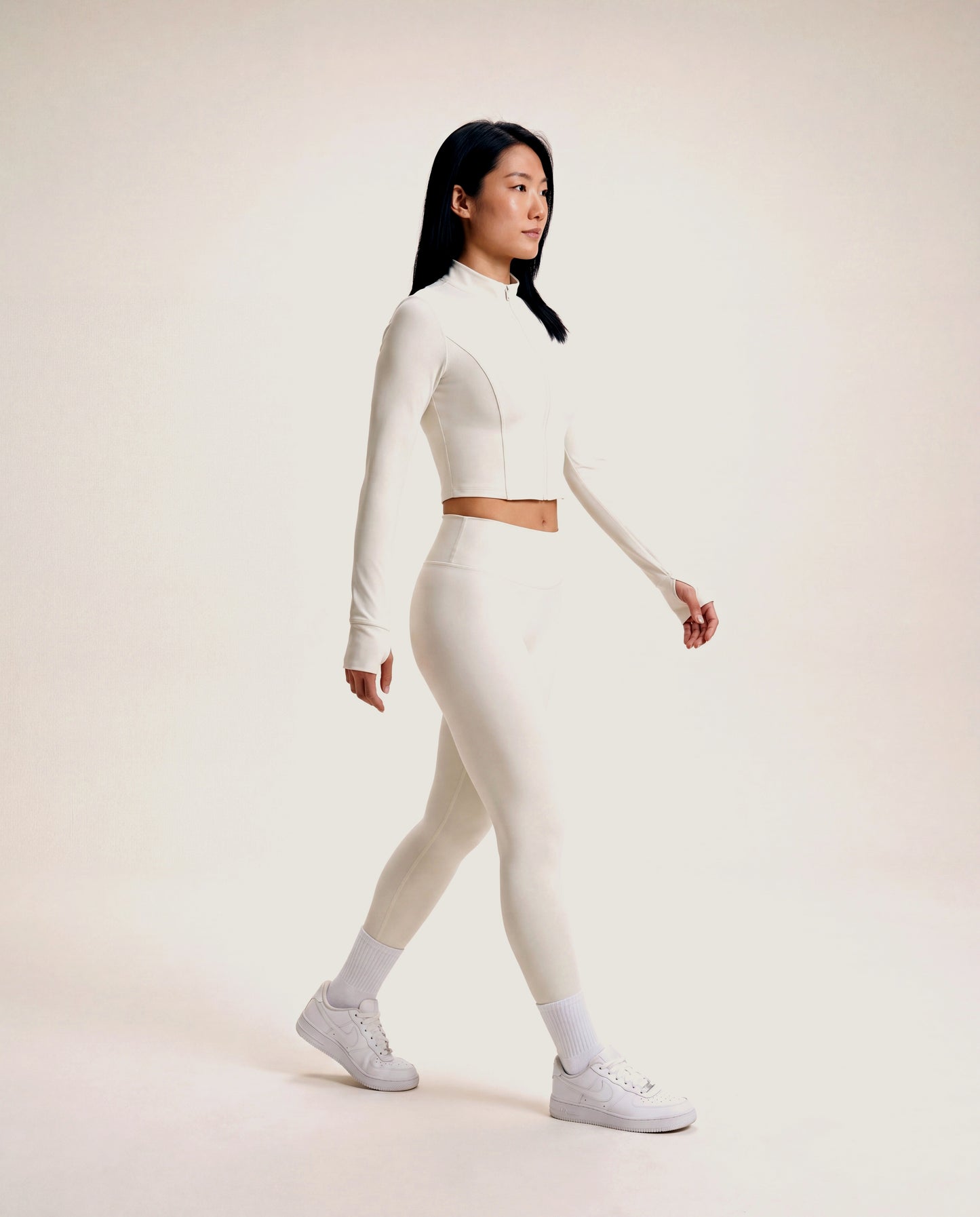 VARCEA Light Ivory Seamless Zipper Jacket