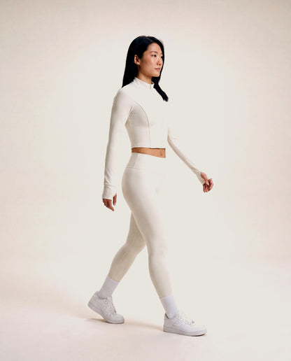 VARCEA Light Ivory Seamless Zipper Jacket