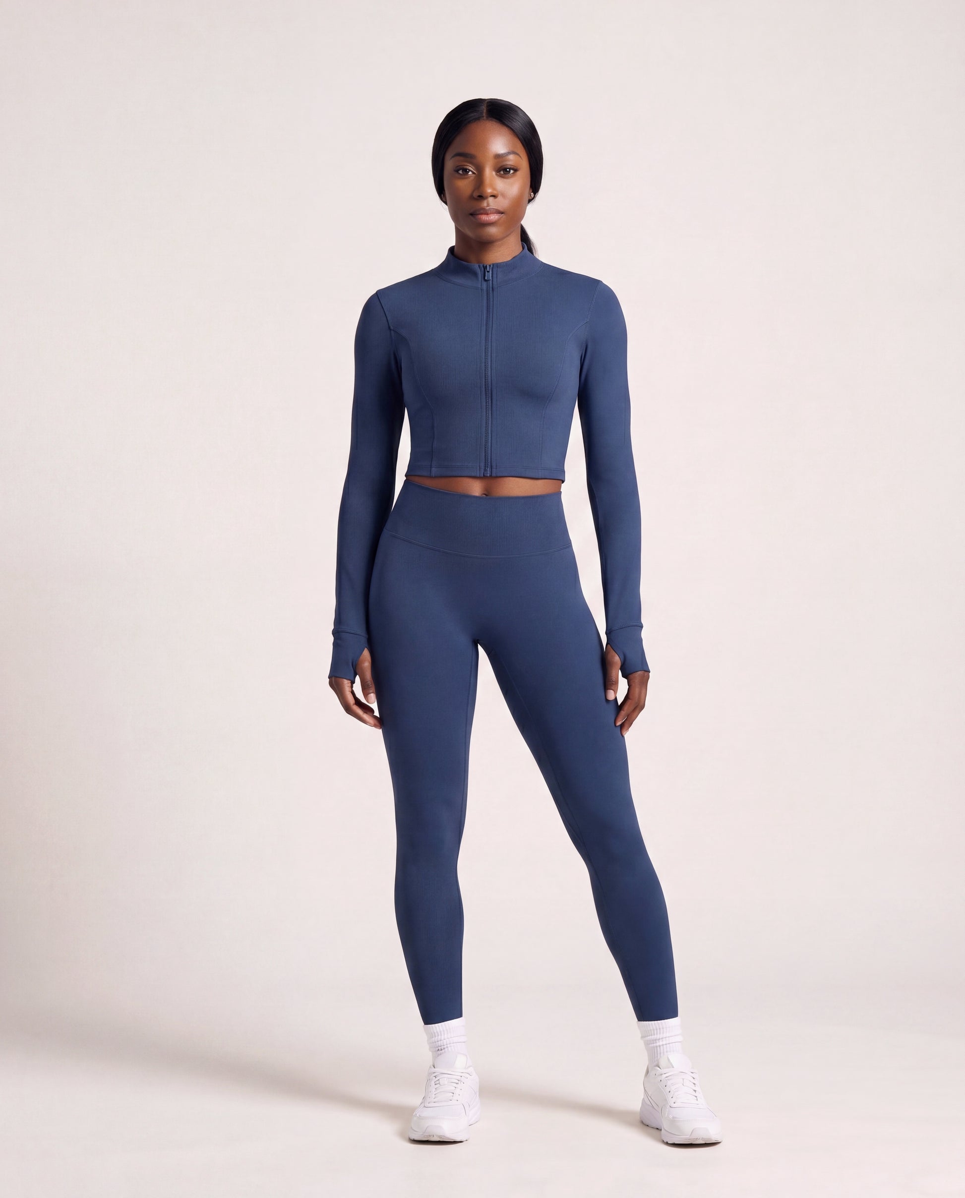 VARCEA Navy Seamless Zipper Jacket