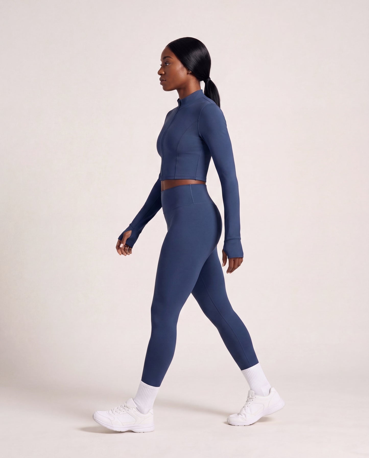 VARCEA Navy Seamless Zipper Jacket