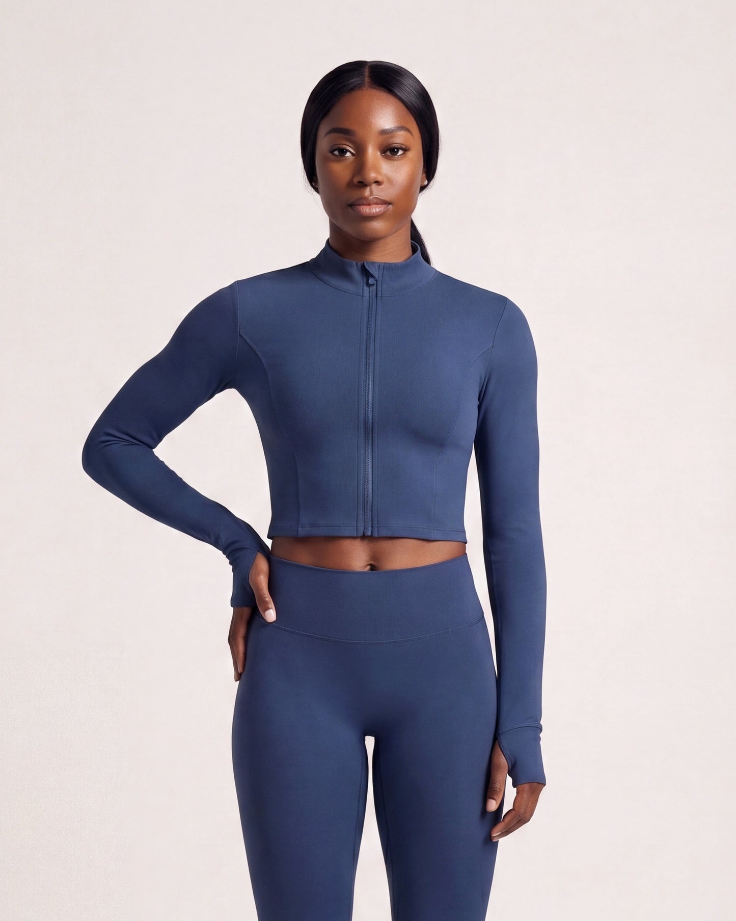 VARCEA Navy Seamless Zipper Jacket