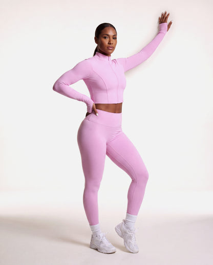 VARCEA Pink Seamless Zipper Jacket