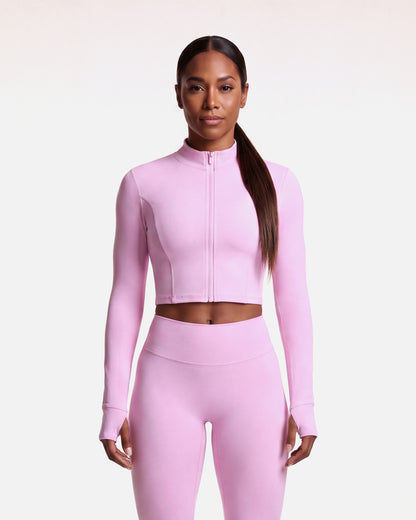 VARCEA Pink Seamless Zipper Jacket
