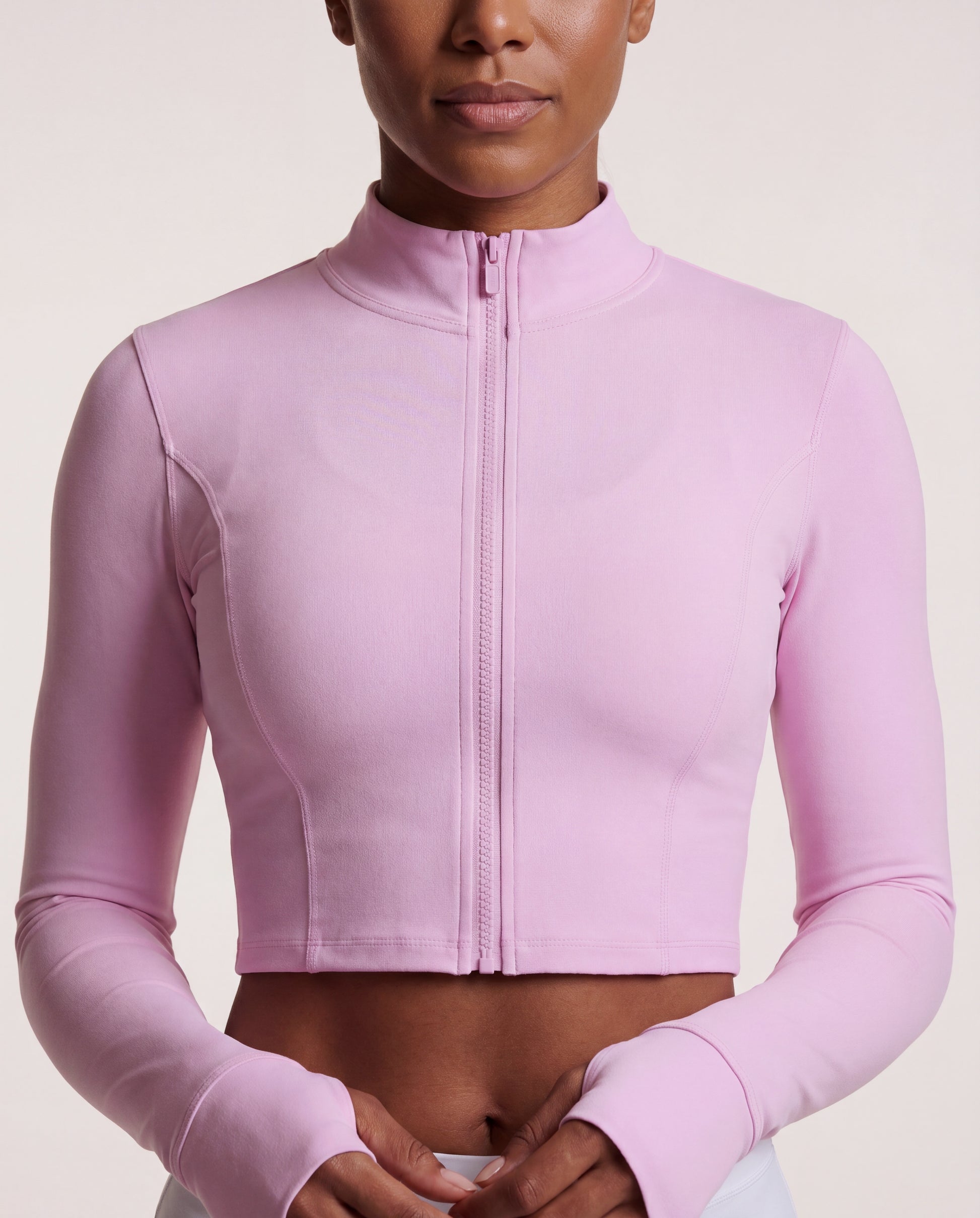 VARCEA Pink Seamless Zipper Jacket