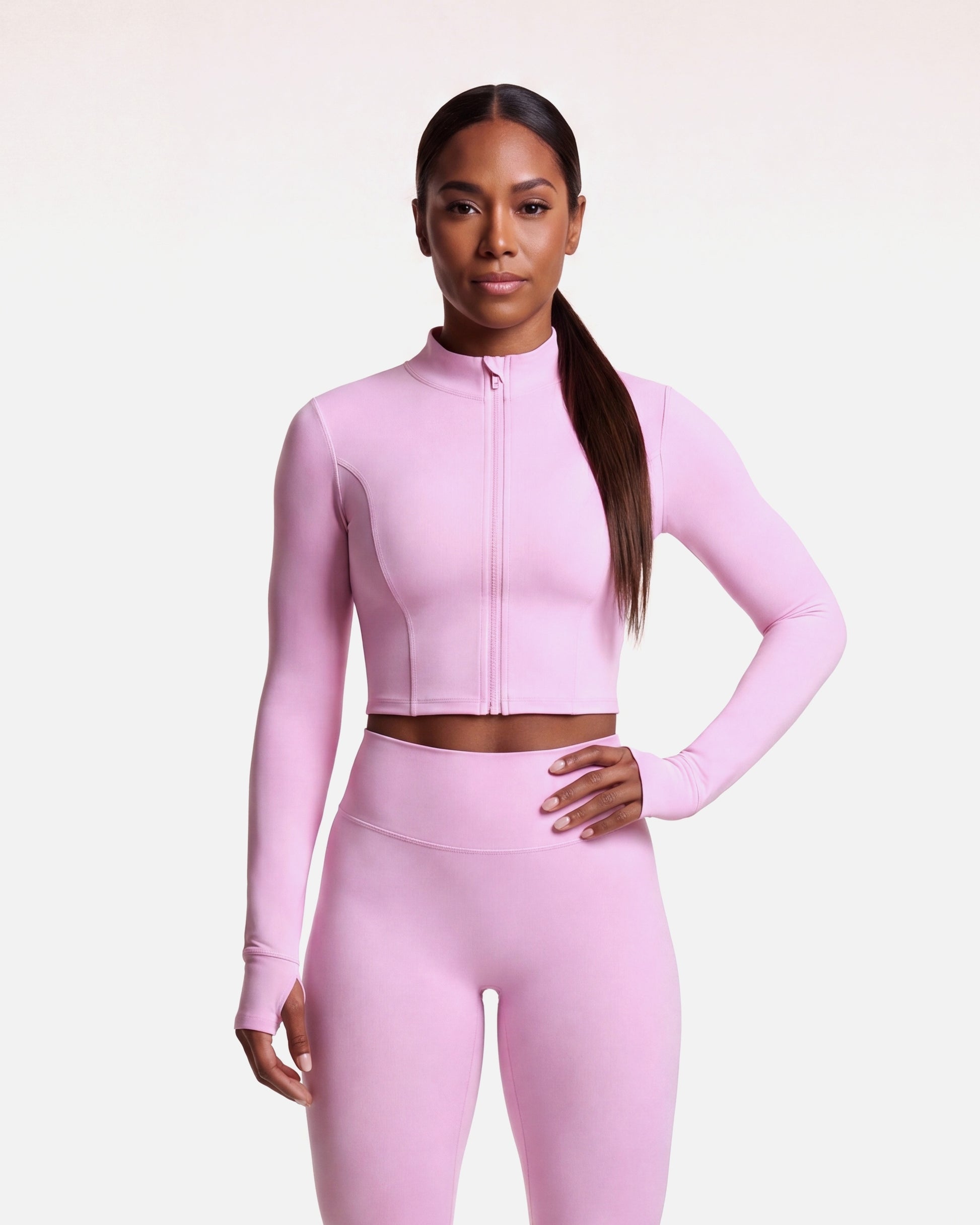 VARCEA Pink Seamless Zipper Jacket