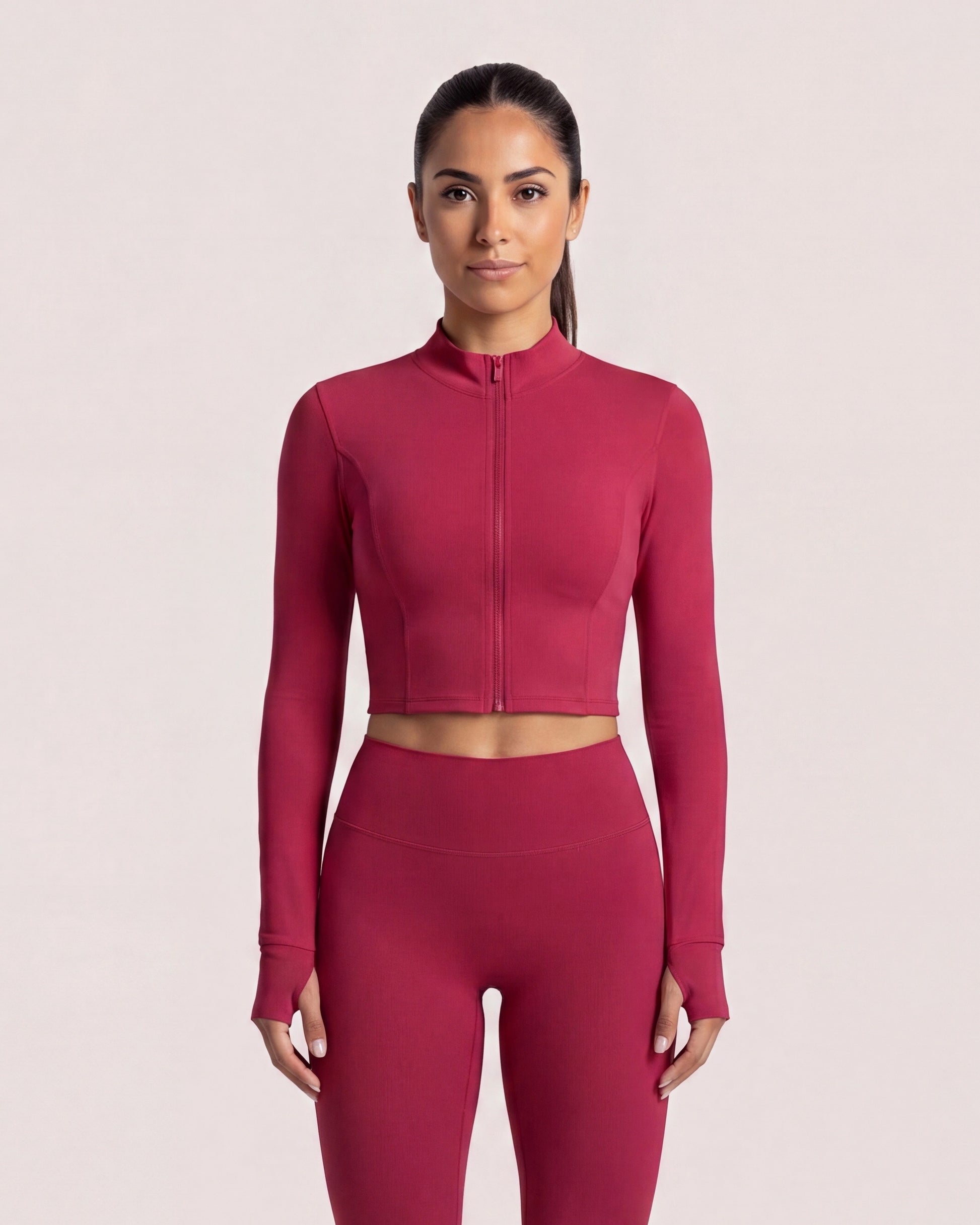 VARCEA Red Seamless Zipper Jacket