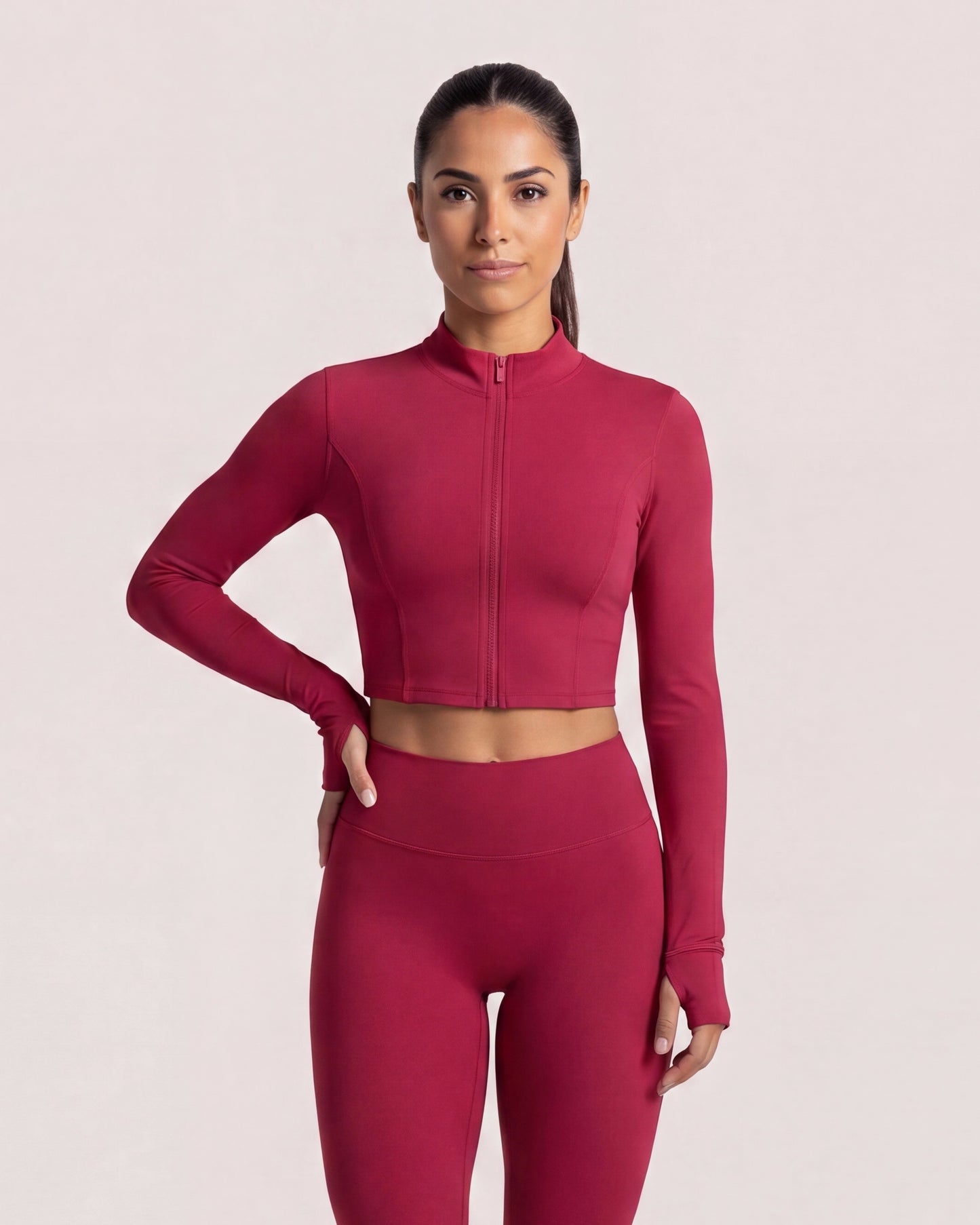 VARCEA Red Seamless Zipper Jacket